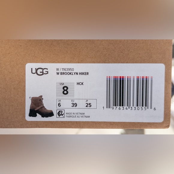 NWT NIB UGG Brooklyn Hiker Suede Sheepskin Platform Boots Hickory Brown Size 8 - Picture 10 of 11